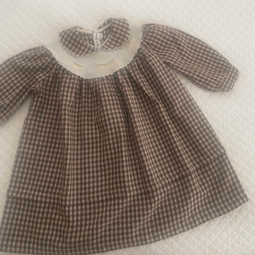Neiman Marcus Brown Checkered Kids Formal Dress